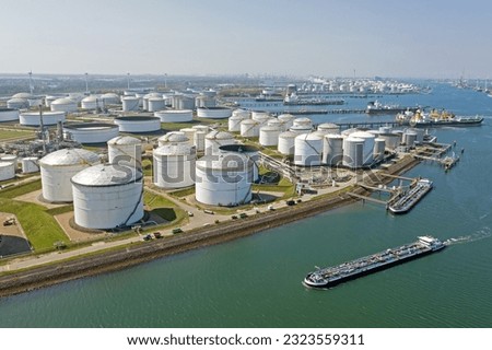 Aerial from industry in Rotterdam harbor in the Netherlands Royalty-Free Stock Photo #2323559311