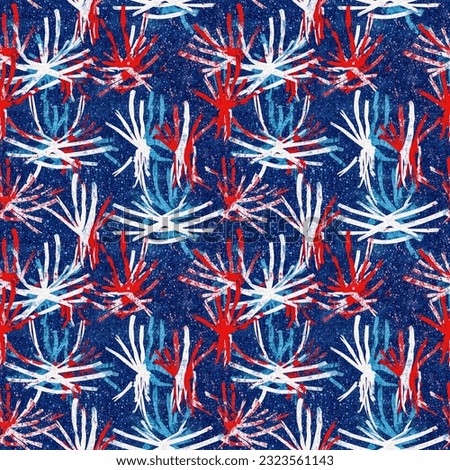 Seamless 4th of July independence day pattern in traditional red, white and blue colors. Modern usa stylish print for holiday decor, summer liberty graphic and united states background. 