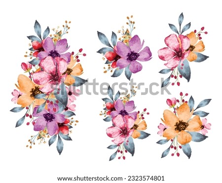 Pastel color flower bouquet pack for invitation card border