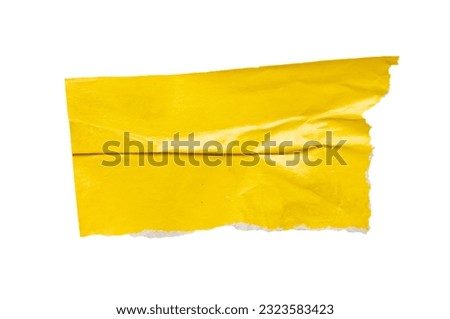piece of yellow paper tear isolated on white background