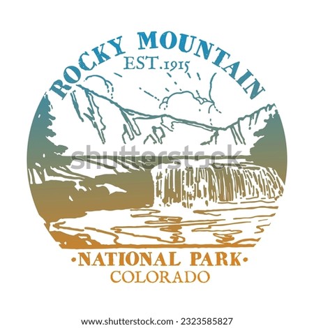 Rocky Mountain National Park Illustration Clip Art Design Shape. Nature Outdoors Silhouette Icon Vector.