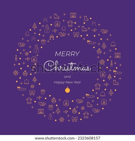 Merry Christmas And Happy New Year Card Vector Design.