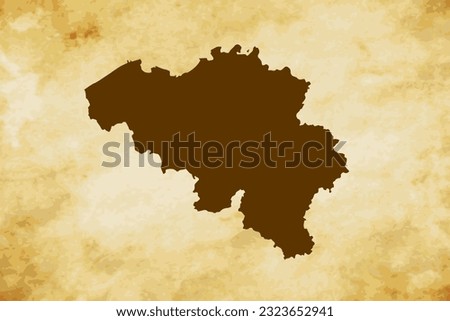 Brown map of Country Belgium isolated on old paper grunge texture background - vector illustration