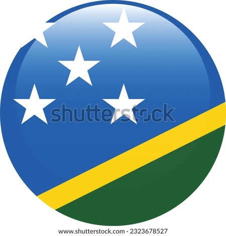Flag of Solomon Islands. Standard color. Round button icon. The circle icon. Computer illustration. Digital illustration. Vector illustration.