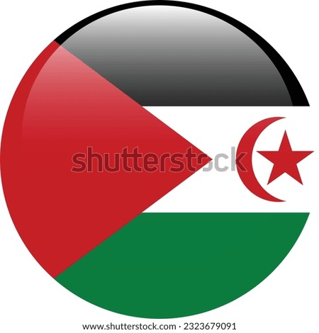 lag of the Sahrawi Arab Democratic Republic. Flag icon. Standard color. Circle icon flag. 3d illustration. Computer illustration. Digital illustration. Vector illustration.