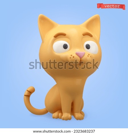Cat 3d cartoon vector icon
