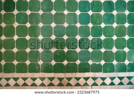 Moroccan ceramic tiles, green and natural white  Royalty-Free Stock Photo #2323687975