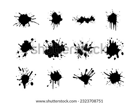 12 grunge ink stains blots splatters bundle vector illustrations