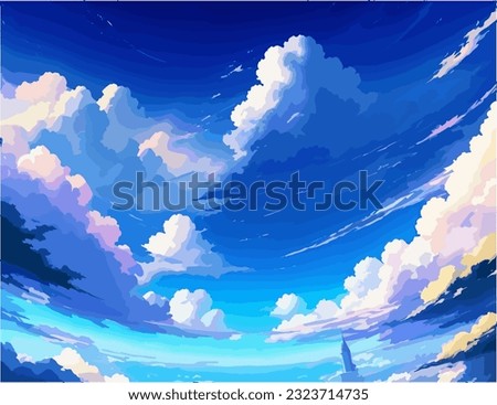 Anime background scene concept of a sky, dramatic view, vector illustration