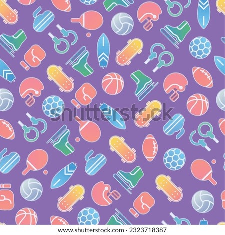Colored seamless pattern background with sport icons Vector illustration