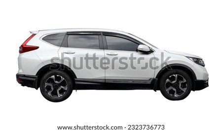white SUV car is isolated on white background with clipping path.