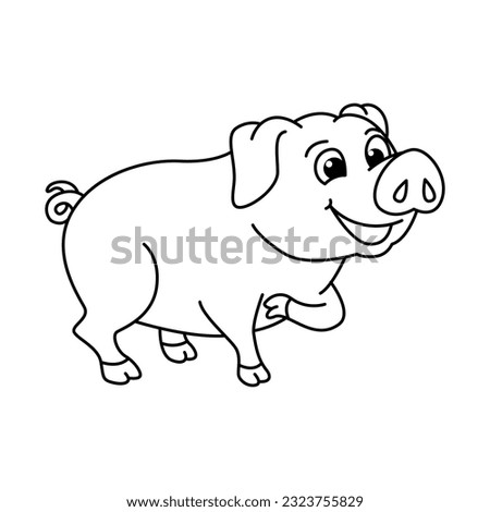 Funny pig cartoon vector coloring page