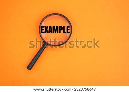 magnifying glass with example words. concepts provide an example or something for easy understanding