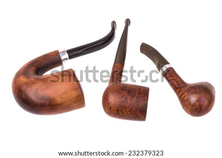 Three tobacco pipes isolated on white 