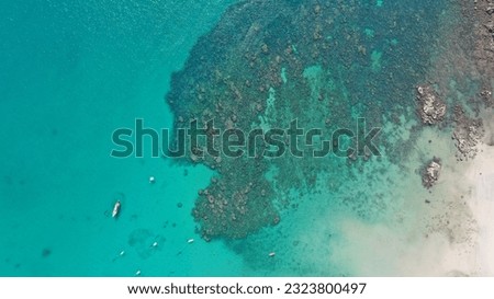 Beautiful aerial views of the coral reefs in Kata Beach Phuket Thailand