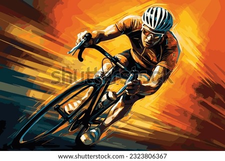 a man cylist on the bike with colorful vector
