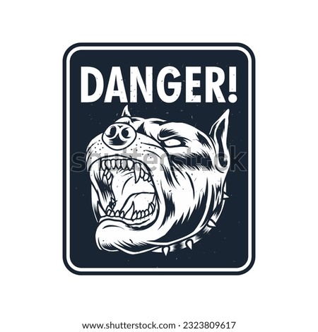 danger logo emblem with Pitbull head drawing Royalty-Free Stock Photo #2323809617