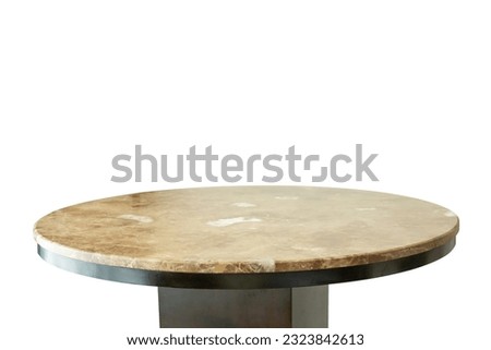 Marble stone table top isolated on white background for product display