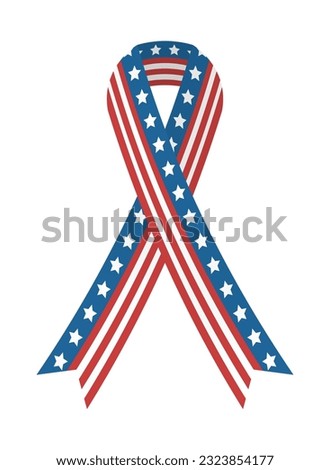 American Flag Awareness Ribbon loop. Clipart for USA Independence, Memorial, vote day. 