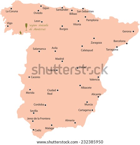 map region of monterrei in Spain