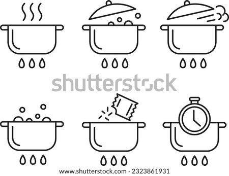 Cooking pot line icon set of vector Royalty-Free Stock Photo #2323861931