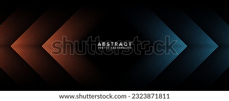 3D orange blue techno abstract background overlap layer on dark space with glowing lines decoration. Modern graphic design element future style concept for banner, flyer, card, or brochure cover