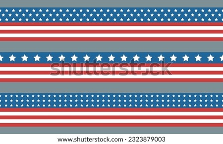 Set of seamless border patterns. Ribbons with USA flag. Isolated vector. 