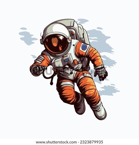 vector illustration of one astronaut in space isolated on white background. science fiction comic book cover design. Royalty-Free Stock Photo #2323879935