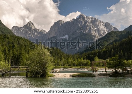 Lake Jasna in Kranjska Gora, Slovenia. Natural alpine landscape and scenic views. Royalty-Free Stock Photo #2323893251