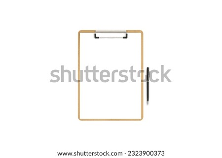 Pencil on a blank clipboard. Isolated on a white background.