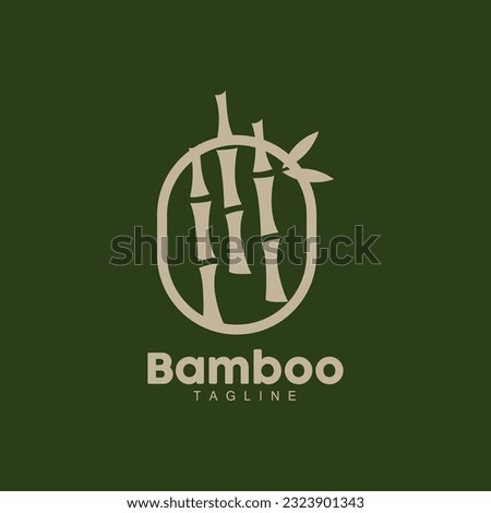 Bamboo Logo, Panda Food Green Plant Vector, Simple Minimalist Design, Illustration Element Template