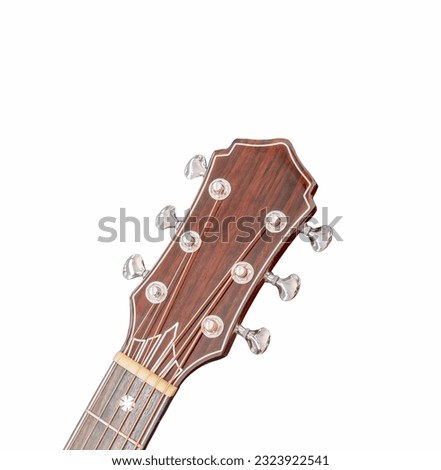 close up shot of acoustic guitar tuning machine ,Selective Focus, white background Royalty-Free Stock Photo #2323922541