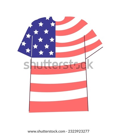 American flag tshirt semi flat colour vector object. Independence day t shirt. US holiday. Editable cartoon clip art icon on white background. Simple spot illustration for web graphic design