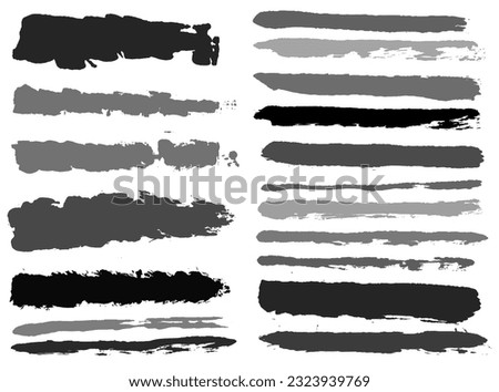 Brush strokes vector collection. Isolated painted elements. Dry brush texture on fabric background. Messy wide, thin rectangles, lines and diagonal shapes