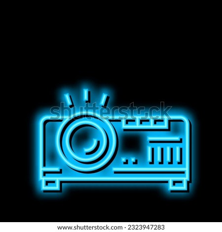 projector electronic device cinema neon light sign vector. projector electronic device cinema illustration
