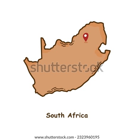 Hand Drawn Map of South Africa with Brown Color. Modern Simple Line Cartoon Design. Good Used for Infographics and Presentations - EPS 10 Vector