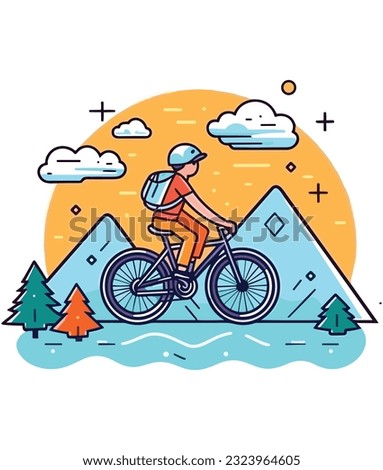 cycling in mountain vector design , cycling t-shirt vector design