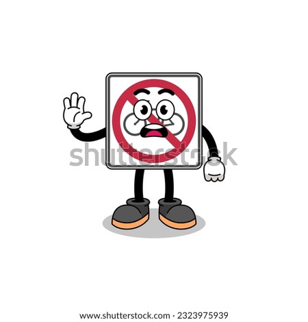 no bicycles road sign cartoon illustration doing stop hand , character design