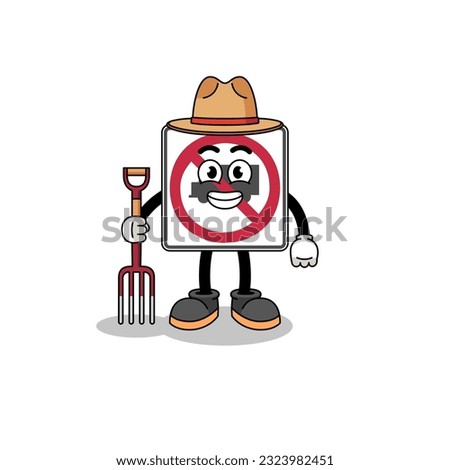 Cartoon mascot of no trucks road sign farmer , character design