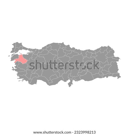 Balikesir province map, administrative divisions of Turkey. Vector illustration.