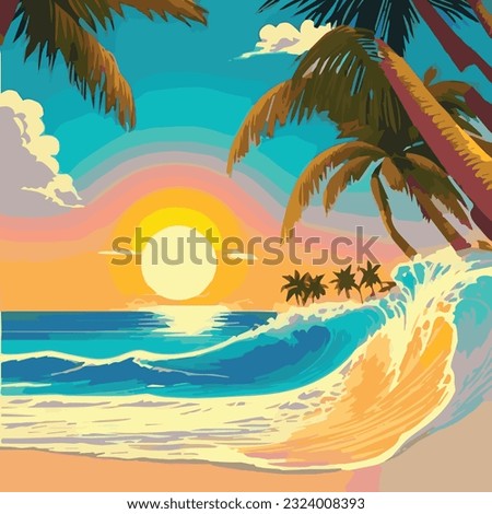 A detailed illustration of Summer Sea Beach