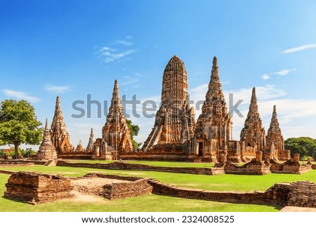 Pagoda at Wat Chaiwatthanaram temple is one of the famous temple in Ayutthaya, Thailand. Temple in Ayutthaya Historical Park, Ayutthaya, Thailand. UNESCO world heritage. Royalty-Free Stock Photo #2324008525