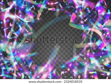 Birthday Sparkles. Bright Art. Holographic Effect. Laser Abstract Illustration. Retro Element. Blue Disco Confetti. Webpunk Foil. Hologram Background. Pink Birthday Sparkles