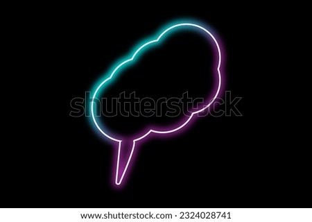 Neon colorful speech bubble isolated on a black background. Shiny chat bubble, design element.