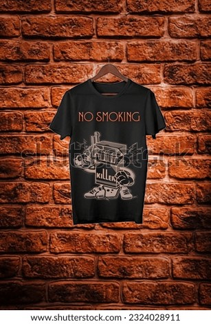 Black colour t shirt design. Subject ... NO SMOKING. LOGO DESIGN AND T SHIRT DESIGN 