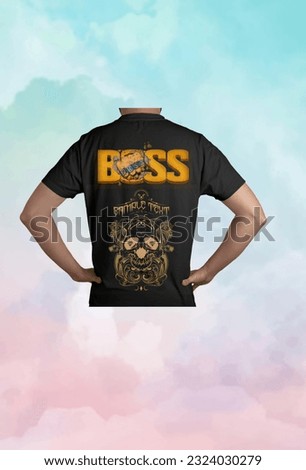 Black colour t shirt design. Subject.. Boss logo design and t shirt design. The best t shirt design. 