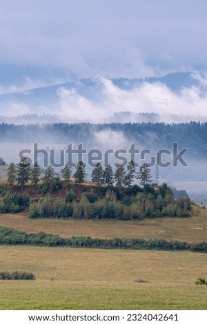 Morning in Slovakia with fog around Levoča