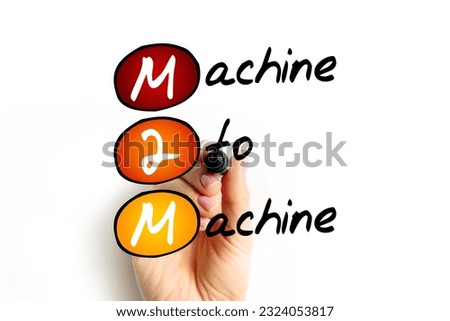 M2M - Machine to Machine is direct communication between devices using any communications channel, including wired and wireless, acronym text concept background