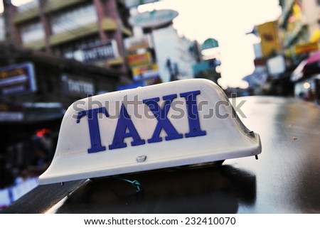 Taxi Sign of a Tuk Tuk in Bangkok