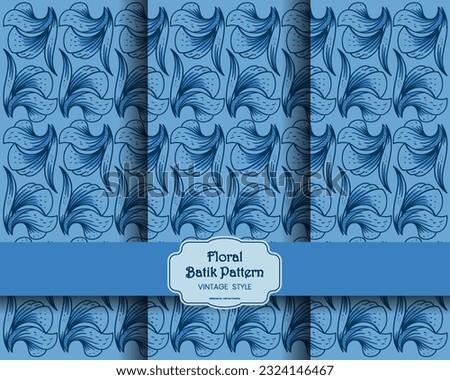 Blue vintage floral batik pattern